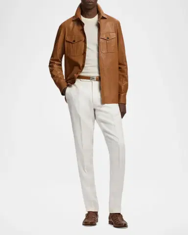 Ralph Lauren Purple Label Men's Leather Overshirt | Thumbnail 2 Ralph Lauren Purple Label Men's Leather Overshirt | Thumbnail 2