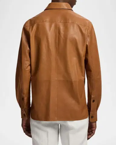 Ralph Lauren Purple Label Men's Leather Overshirt | Thumbnail 3 Ralph Lauren Purple Label Men's Leather Overshirt | Thumbnail 3