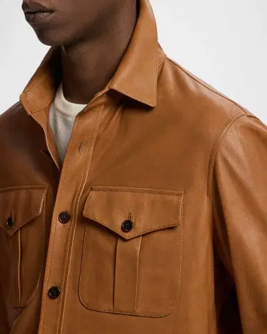 Ralph Lauren Purple Label Men's Leather Overshirt | Thumbnail 5 Ralph Lauren Purple Label Men's Leather Overshirt | Thumbnail 5