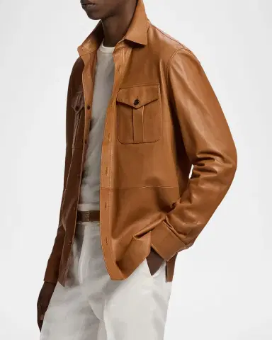 Ralph Lauren Purple Label Men's Leather Overshirt | Thumbnail 6 Ralph Lauren Purple Label Men's Leather Overshirt | Thumbnail 6