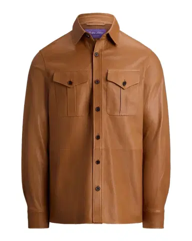 Ralph Lauren Purple Label Men's Leather Overshirt | Thumbnail 1 Ralph Lauren Purple Label Men's Leather Overshirt | Thumbnail 1