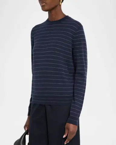 Lafayette 148 New York Striped Crewneck Cashmere Sweater | Thumbnail 4