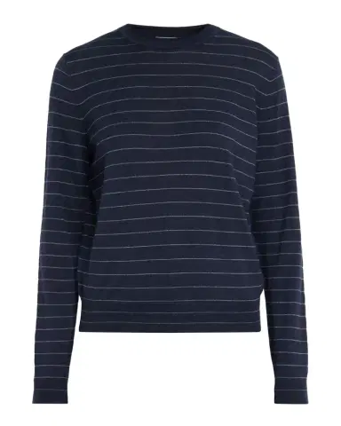 Lafayette 148 New York Striped Crewneck Cashmere Sweater | Thumbnail 1