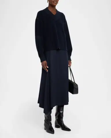 Lafayette 148 New York Reversible Flared Wool-Cashmere Maxi Skirt | Thumbnail 2