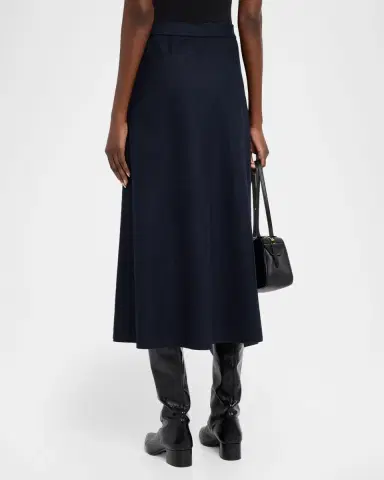 Lafayette 148 New York Reversible Flared Wool-Cashmere Maxi Skirt | Thumbnail 3