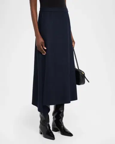 Lafayette 148 New York Reversible Flared Wool-Cashmere Maxi Skirt | Thumbnail 4