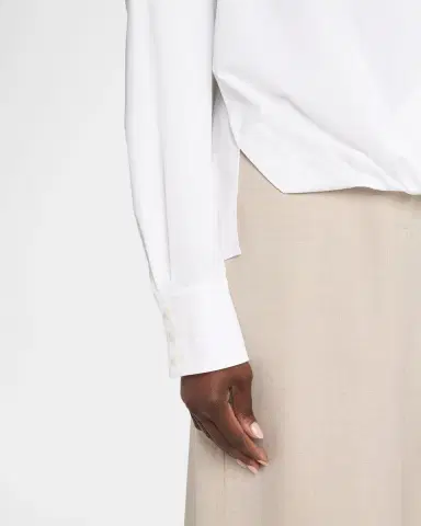 Lafayette 148 New York Oversized Draped Twist-Front Poplin Shirt | Thumbnail 5