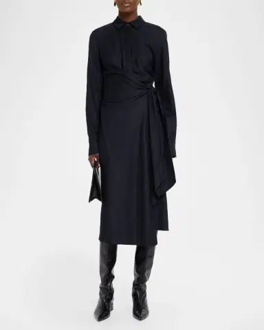 Lafayette 148 New York Wool Wrap Midi Shirtdress | Thumbnail 2