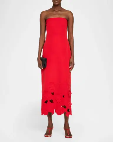 As It May Maelle Strapless Floral Applique Midi Dress | Thumbnail 2 As It May Maelle Strapless Floral Applique Midi Dress | Thumbnail 2