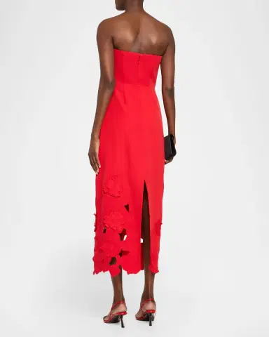 As It May Maelle Strapless Floral Applique Midi Dress | Thumbnail 3 As It May Maelle Strapless Floral Applique Midi Dress | Thumbnail 3