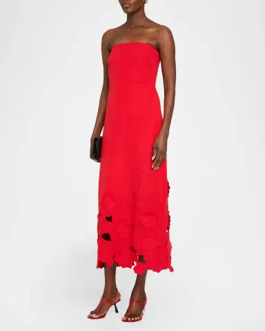 As It May Maelle Strapless Floral Applique Midi Dress | Thumbnail 4 As It May Maelle Strapless Floral Applique Midi Dress | Thumbnail 4