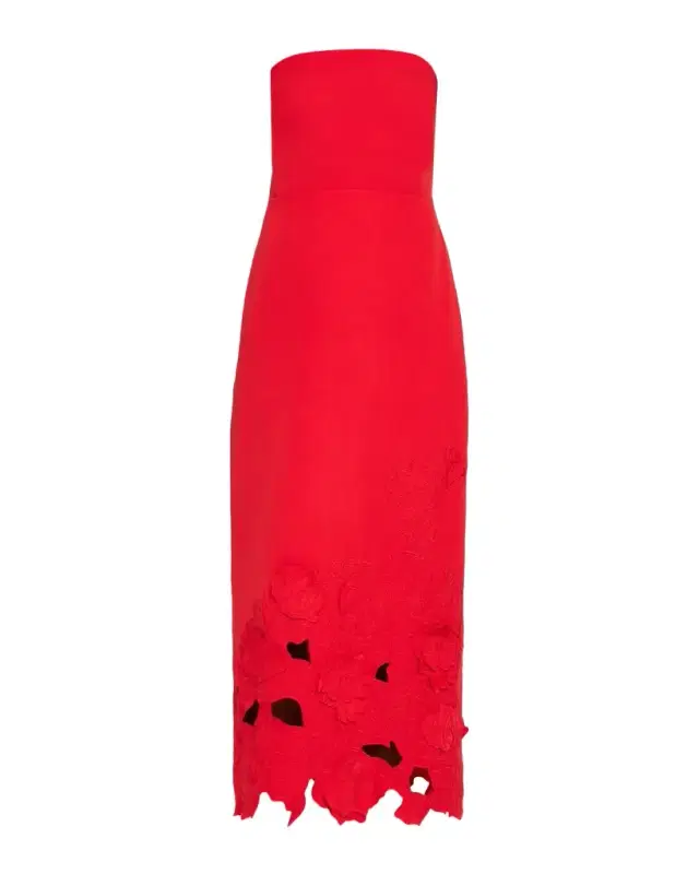 As It May Maelle Strapless Floral Applique Midi Dress