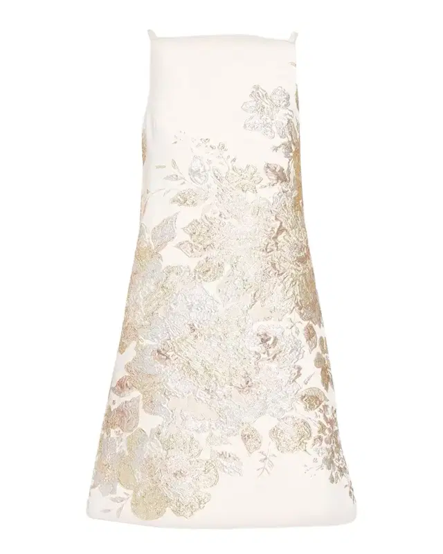 Rickie Freeman for Teri Jon Metallic Floral Jacquard Mini Shift Dress