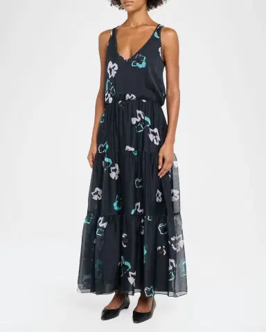 Emporio Armani Sleeveless Tiered Floral-Print Maxi Dress | Thumbnail 4 Emporio Armani Sleeveless Tiered Floral-Print Maxi Dress | Thumbnail 4