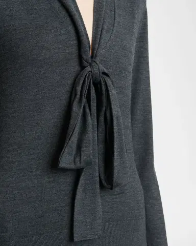 Dolce & Gabbana Bow V-Neck Wool Jersey Long-Sleeve Top | Thumbnail 5 Dolce & Gabbana Bow V-Neck Wool Jersey Long-Sleeve Top | Thumbnail 5