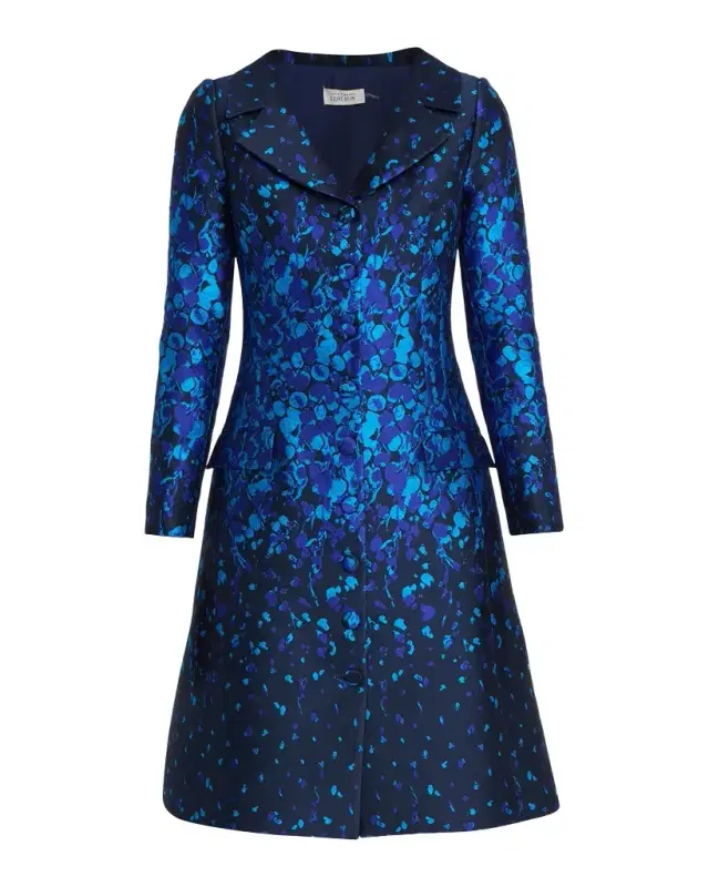 Rickie Freeman for Teri Jon Abstract-Print Mikado Coat Dress