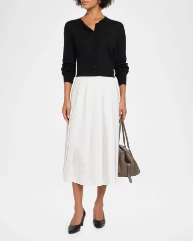 The Row Barta Pleated Cotton Poplin Midi Skirt | Thumbnail 2