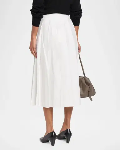 The Row Barta Pleated Cotton Poplin Midi Skirt | Thumbnail 3