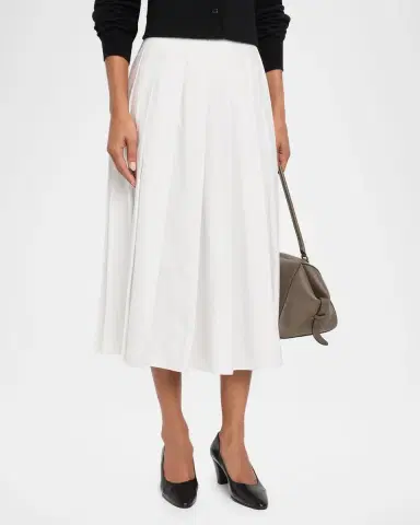 The Row Barta Pleated Cotton Poplin Midi Skirt | Thumbnail 4