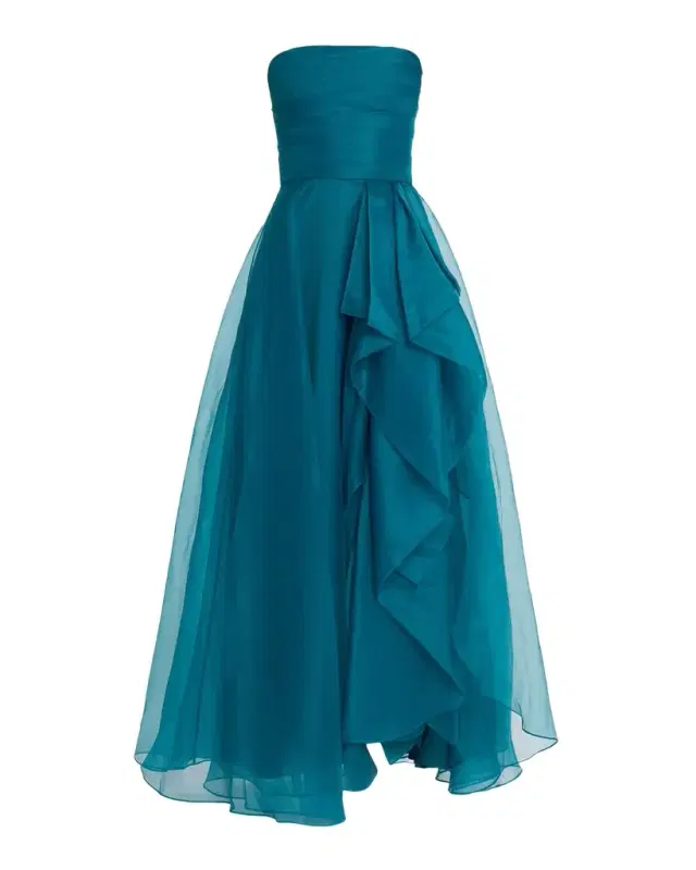 Theia Teresa Draped Strapless Gown