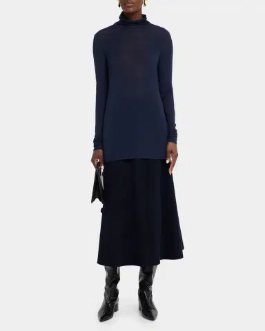 Lafayette 148 New York Elongated Viscose-Cashmere Jersey Turtleneck | Thumbnail 2