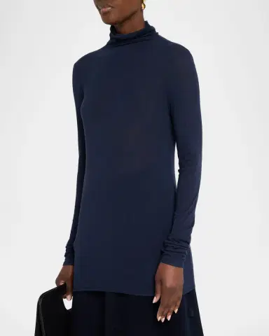 Lafayette 148 New York Elongated Viscose-Cashmere Jersey Turtleneck | Thumbnail 4