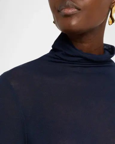 Lafayette 148 New York Elongated Viscose-Cashmere Jersey Turtleneck | Thumbnail 5