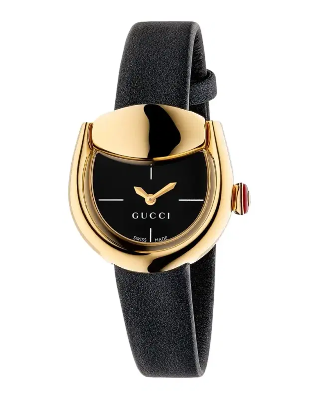Gucci Horsebit Black Leather Strap Watch, 27x23mm