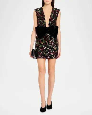 Ramy Brook Kimberly Plunging Floral Sequin Mini Dress | Thumbnail 2