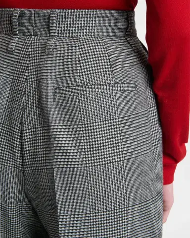 Dolce & Gabbana Glen Plaid Cashmere-Wool Pleated Wide-Leg Trousers | Thumbnail 5