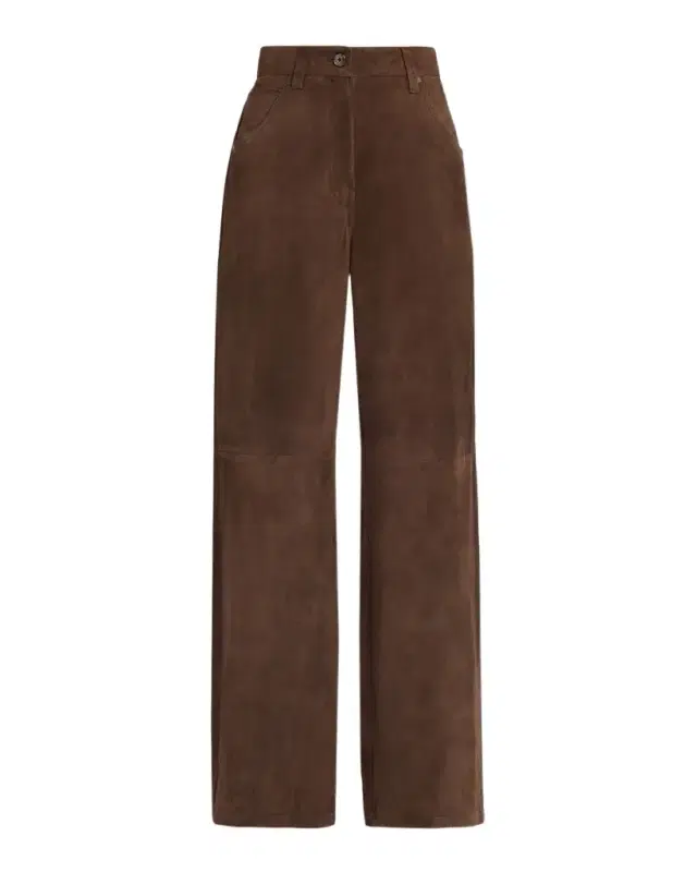 Brunello Cucinelli Suede Relaxed Straight-Leg Pants