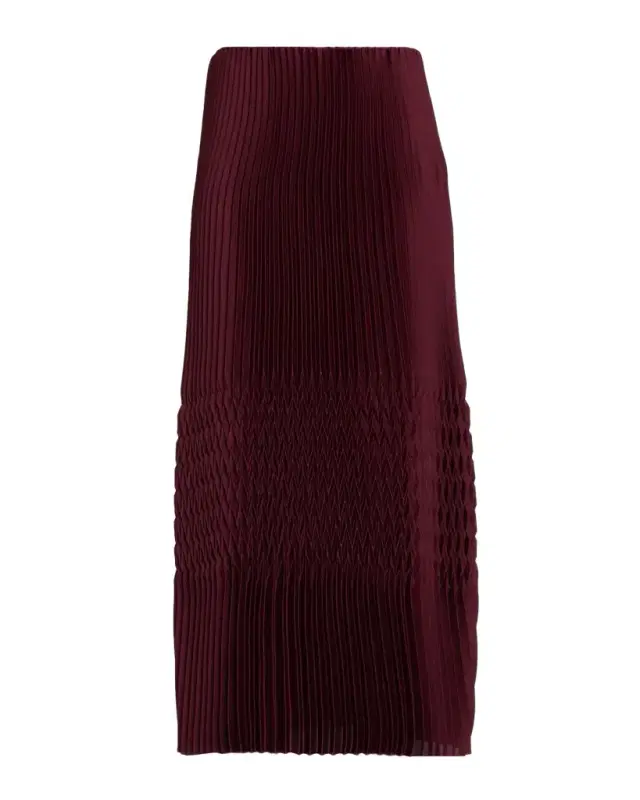 Lafayette 148 New York Straight Plisse Satin Midi Skirt