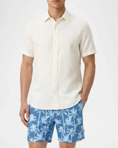 Onia Men's Stretch Linen Short-Sleeve Shirt | Thumbnail 2