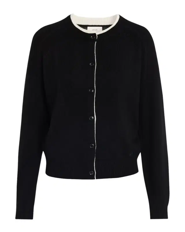 Loulou De Saison Nicola Contrast Crewneck Cashmere Cardigan