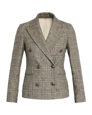Brunello Cucinelli Double-Breasted Prince Of Wales Tailored Jacket | Thumbnail 1 Brunello Cucinelli Double-Breasted Prince Of Wales Tailored Jacket | Thumbnail 1