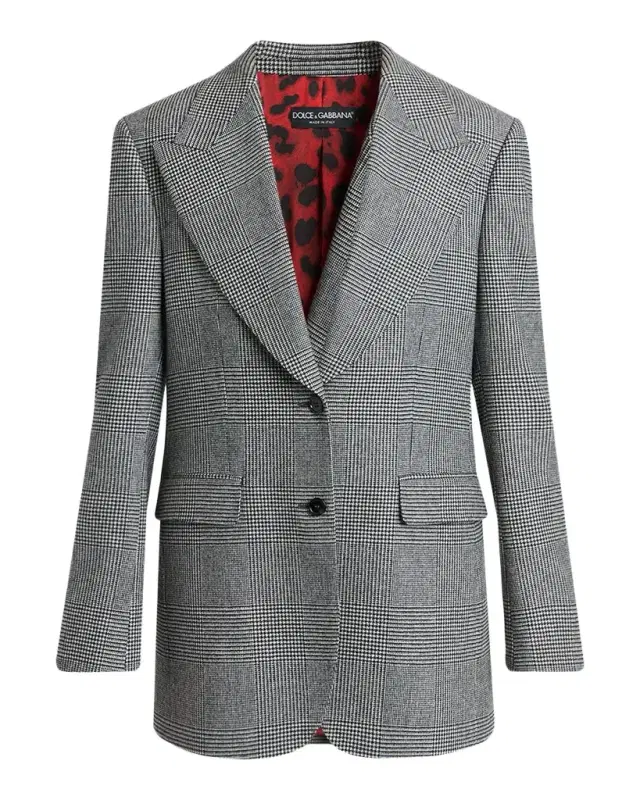 Glen Plaid Cashmere-Wool Single-Breasted Jacket