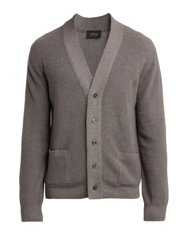 Men's Wool, Cashmere and Silk 18GG Knit Cardigan