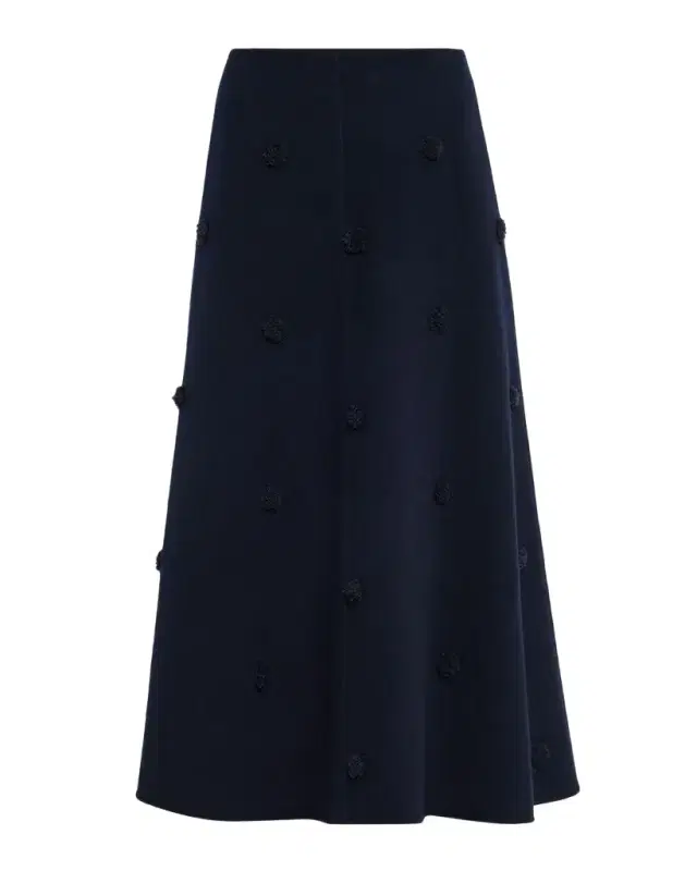 Lafayette 148 New York Embellished Fringed Dot Flare Midi Skirt