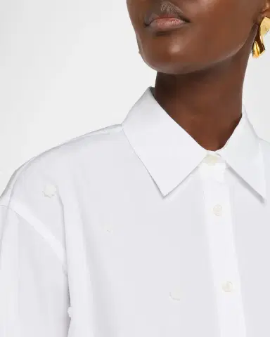 Lafayette 148 New York Oversized Embroidered Polka Dot Poplin Shirt | Thumbnail 5