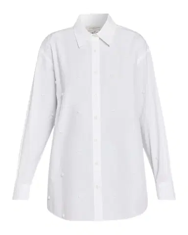 Lafayette 148 New York Oversized Embroidered Polka Dot Poplin Shirt | Thumbnail 1