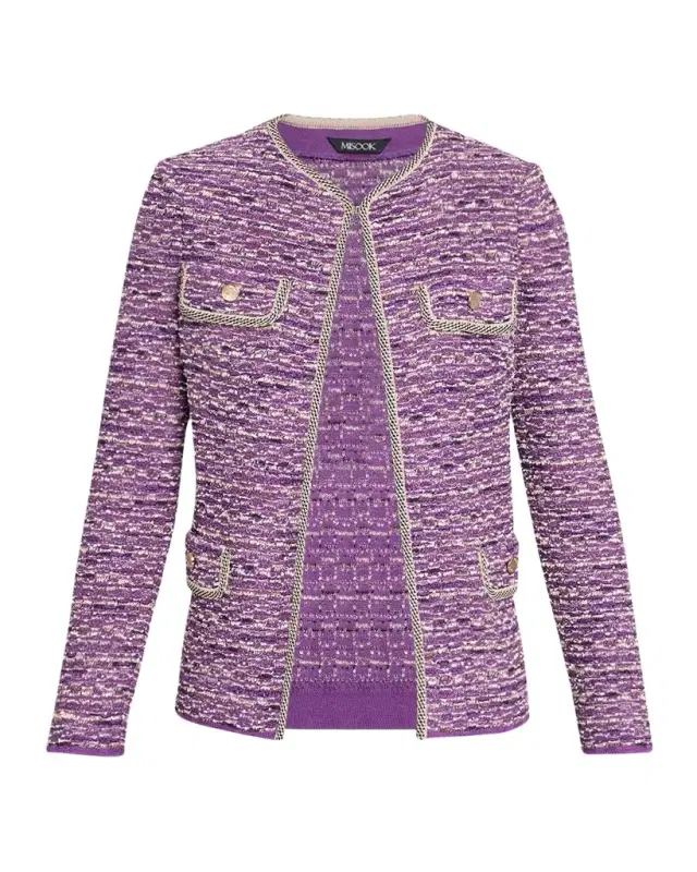 Misook Lurex Eyelash Ribbon Knit Jacket