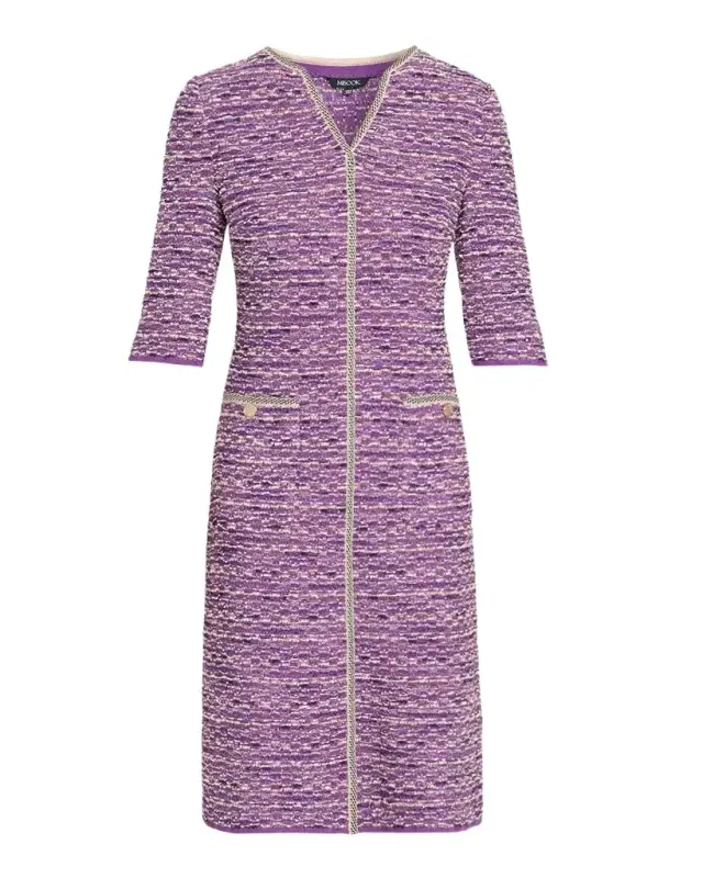 Misook Lurex Eyelash Ribbon Knit Sheath Dress