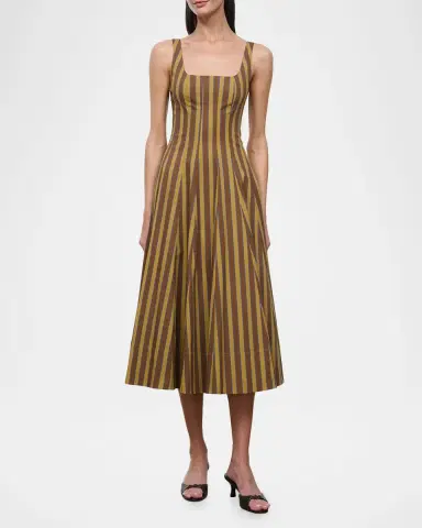 Staud Wells Striped Poplin Midi Dress | Thumbnail 2
