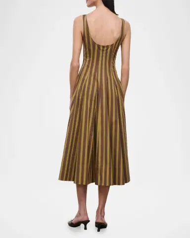 Staud Wells Striped Poplin Midi Dress | Thumbnail 3