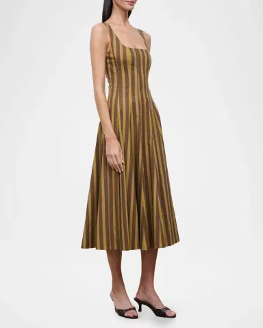 Staud Wells Striped Poplin Midi Dress | Thumbnail 4