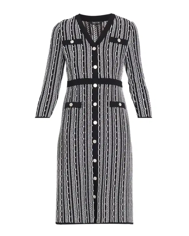 Vertical Stitch Knit Sheath Dress