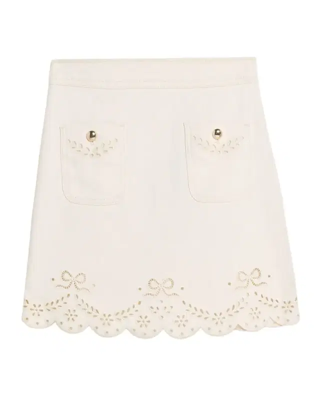 Self-Portrait Broderie Denim Mini Skirt