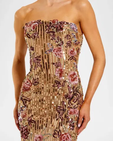 Mac Duggal Petite Strapless Floral Sequin Column Maxi Dress | Thumbnail 4