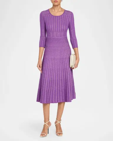Misook Fit & Flare Multi-Stitch Knit Midi Dress | Thumbnail 2