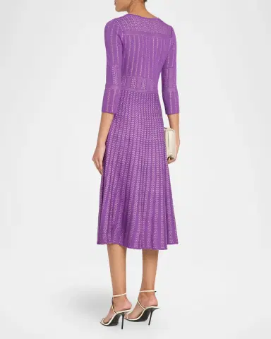 Misook Fit & Flare Multi-Stitch Knit Midi Dress | Thumbnail 3